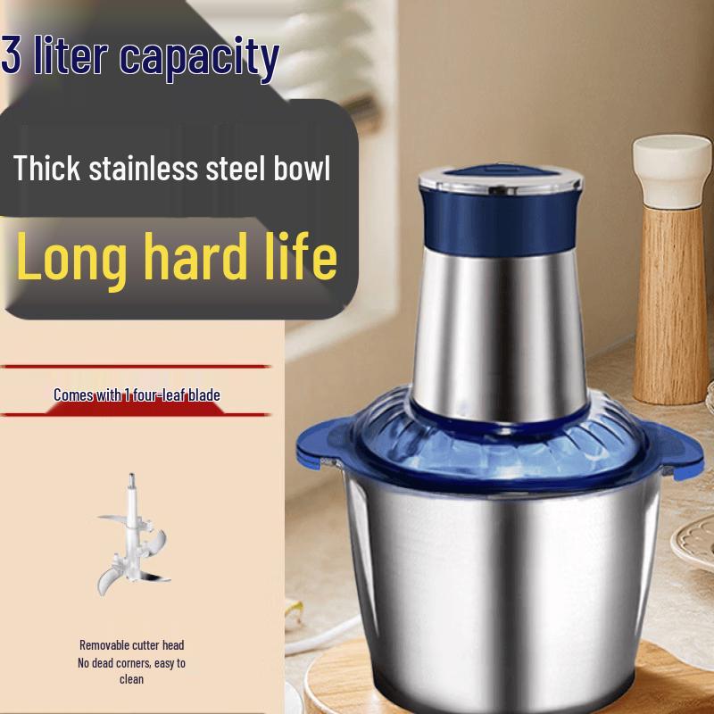 ZISIZ Electric 3L Stainless Steel Food Chopper & Meat Grinder