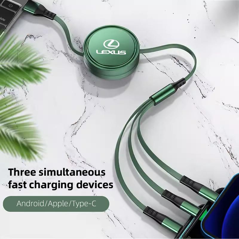 Car Charging Data Cable Extension Three In One Auto Fast Charger For Lexus F-SPORT ES RX NX LS UX LM LX GX LC RZ IS CT GS RC HS