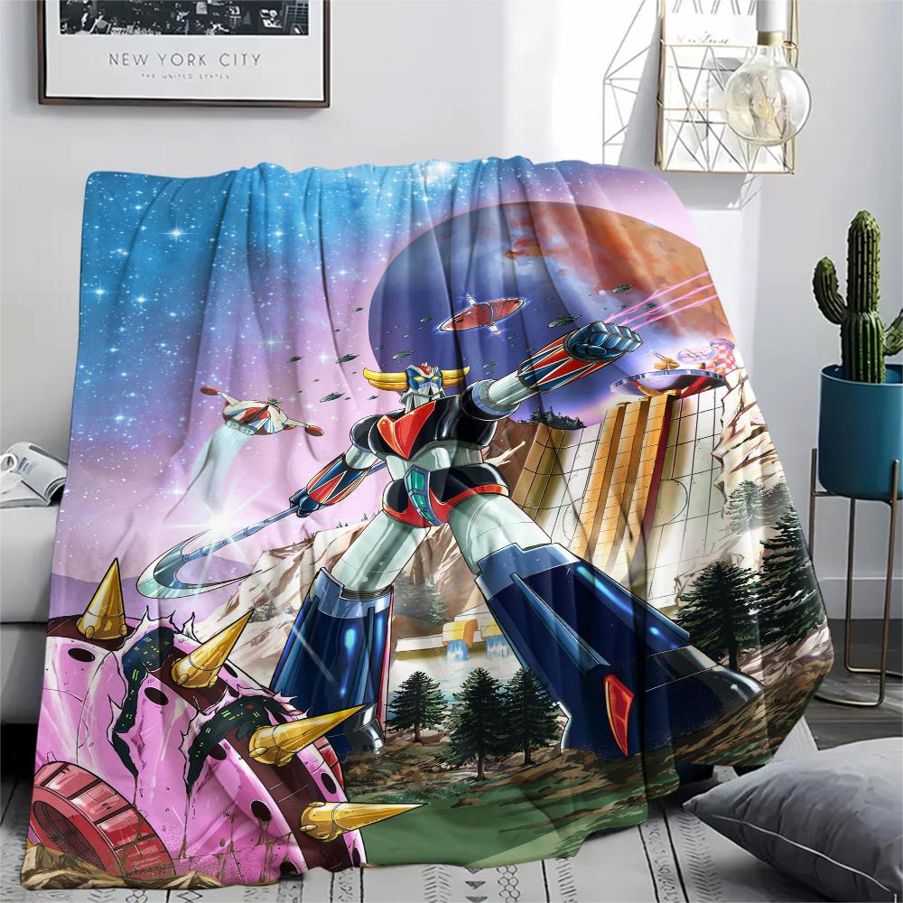 1PC Grendizer Goldorak Print Flannel Blanket, High quality Comfortable for All Seasons, Home Decor, Warmth and Comfort, Perfect for Christmas Gifts