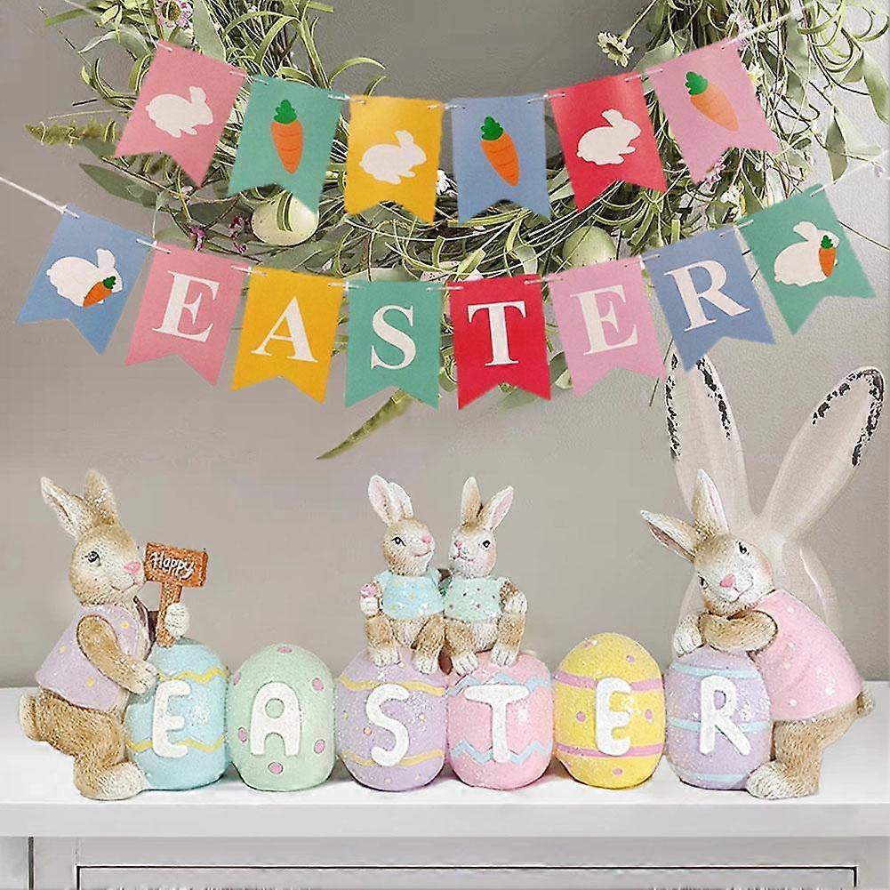 Osterhase Wortschild Dekoration mit Eiern für Zuhause Frühling