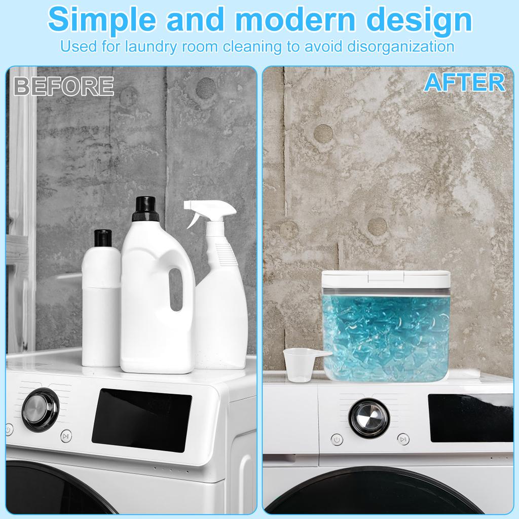 2.8/5.5L Automatischer Pop-Up Aufbewahrungsbehälter Luftdichter Behälter für Waschmittelkapseln mit Schaufel für Waschküche Waschpulver Perlen Organizer