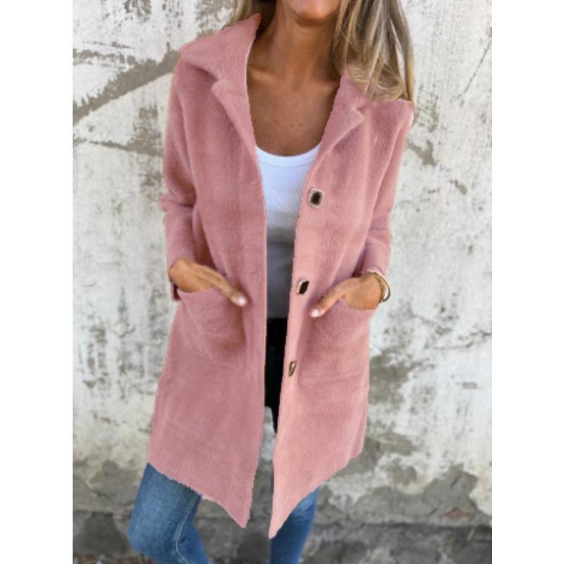 BITCED Women's Vintage Casual Solid Color Print Autumn Winter Long Sleeve POLO Neck Jacket Unique designs & Coats