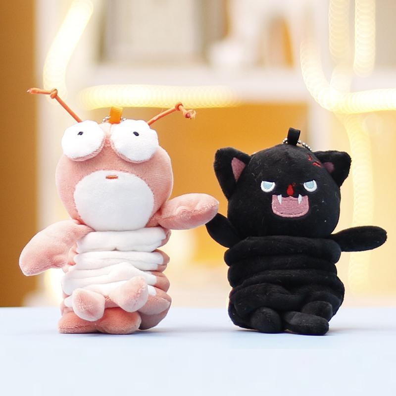 Spring Dog Stretching Cat Lobster Plush Toy Keychain Pendant Gifts Decorations
