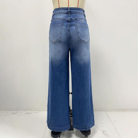 Women's Wide Leg Jeans High Waist Baggy Denim Washed Pants with Pockets Loose Boyfriends Jeans with Stitch Decor