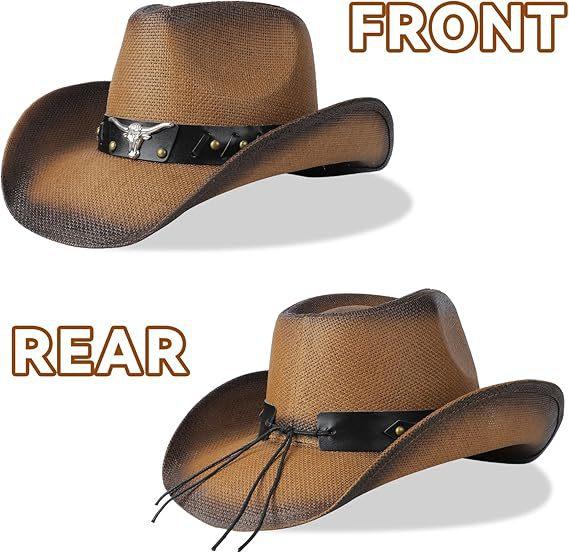 

JYL TS DIY Western Cowboy Hat Unisex Soft Outdoor Holiday Hat khaki_M(57-58cm） мятный