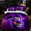 Carton Lion Lucky Purple Animal Beding Comfortable Quilt Cover Set 1 Comfortable Quilt Cover+2 Pilowcase Soft Comfortable Breathable Easy To Clean