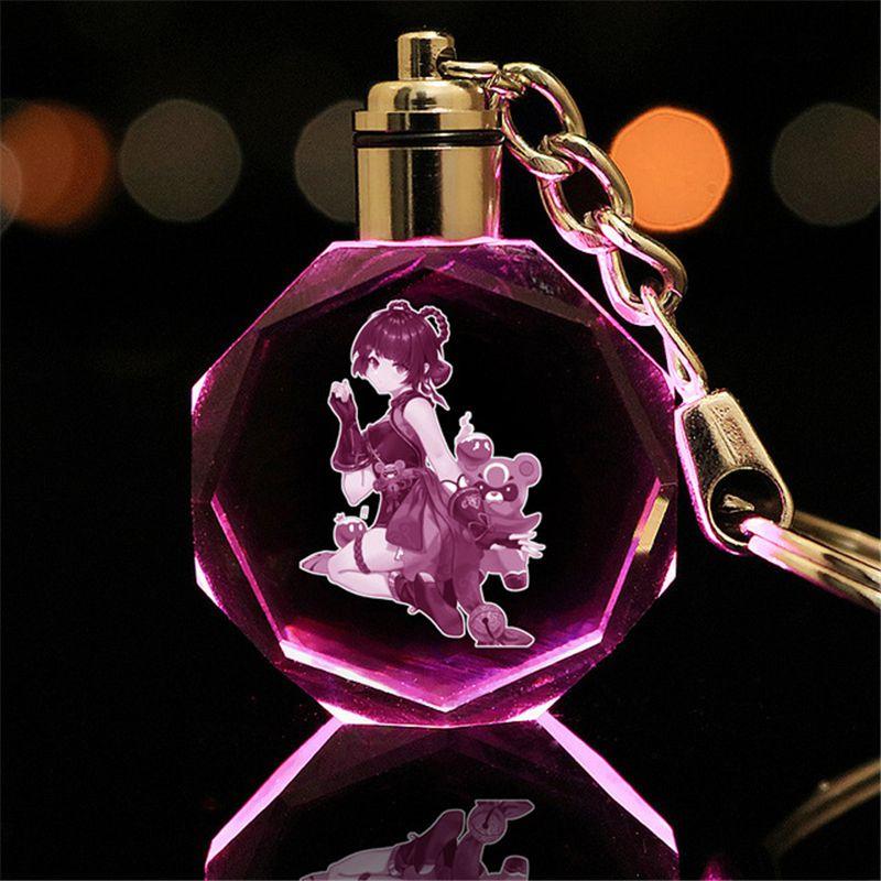 

Genshin Impact Венди Кли Кэ Цин Ци Ци Кристальный Брелок Светодиодный Цветной Кулон Xiangling,Bag Package