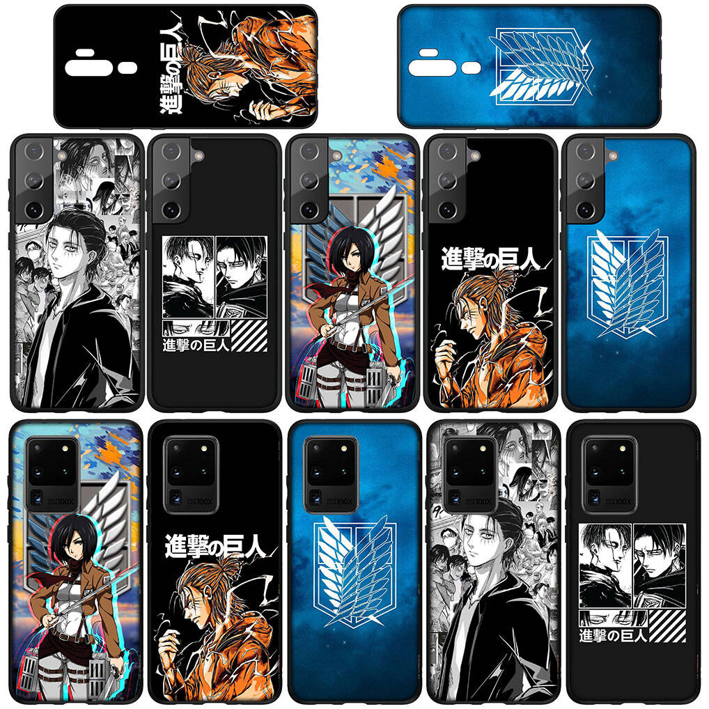 For Samsung Galaxy S25 S24 S23 S22 Ultra FE A37 A57 A56 A55 A06 A16 A15 A36 A26 A35 A05 A25 A54 A34 Phone Case Lovely Attack On Titan Eren Jaeger Levi