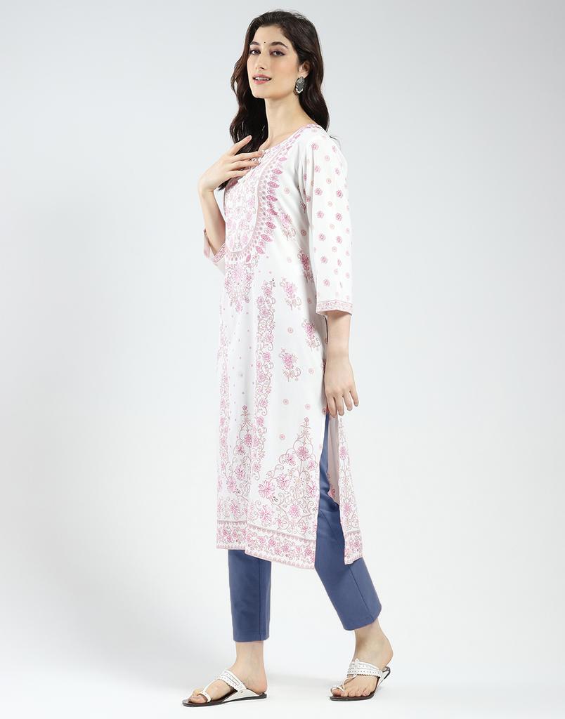Monte Carlo Women's Regular Fit 3/4 Sleeve Printed Kurti