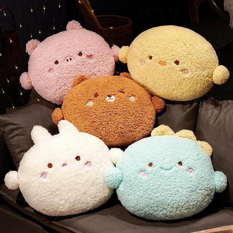 Non-Toxic Kawaii Animal Bear Rabbit Dinosaur Pig Chick Plush Toys Cartoon Stuffed Soft Pillow Back Sofa Cushion