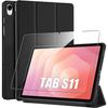 Case + Tempered Glass for Samsung Galaxy Tab S11, Anti-Scratch with Wake-Up Stand - Black