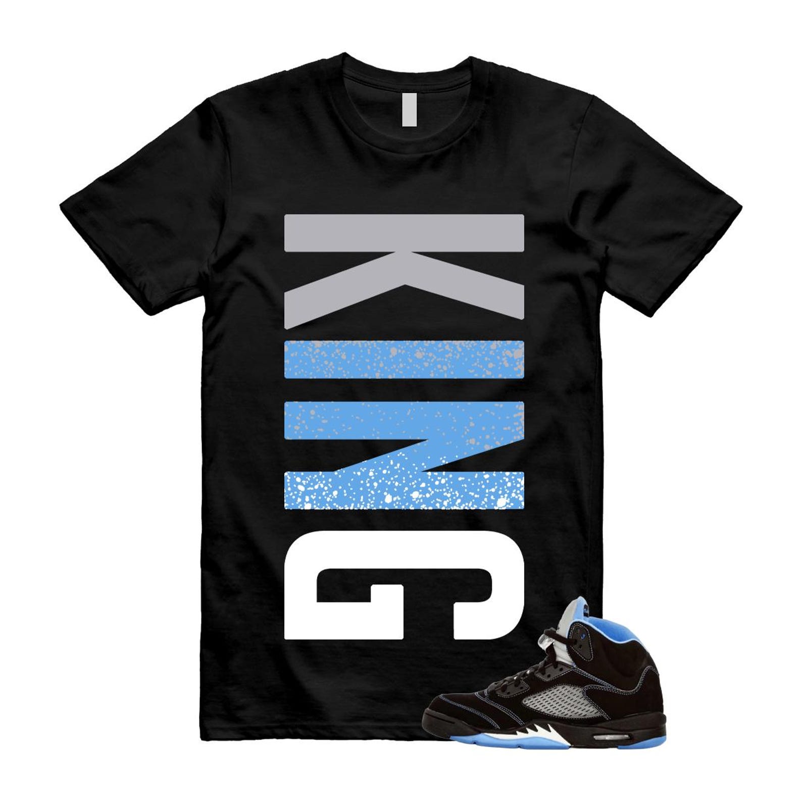 5 Black University Blue White 2026 T Shirt Match KING VERT 2XL