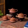Retro All-handmade Hand-pulled Zhu Mud Teapot Zisha Pot Zhang's Tea Brewer Household Size Twisted Mud Pot