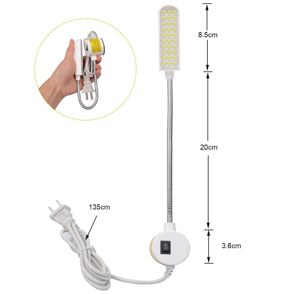 Industrial Led Light 1w 2w 3w Flexible Magnetic Work Light Portable Adsorbed Base Sewing Machine Eu/Us Plug Gooseneck Us Machine