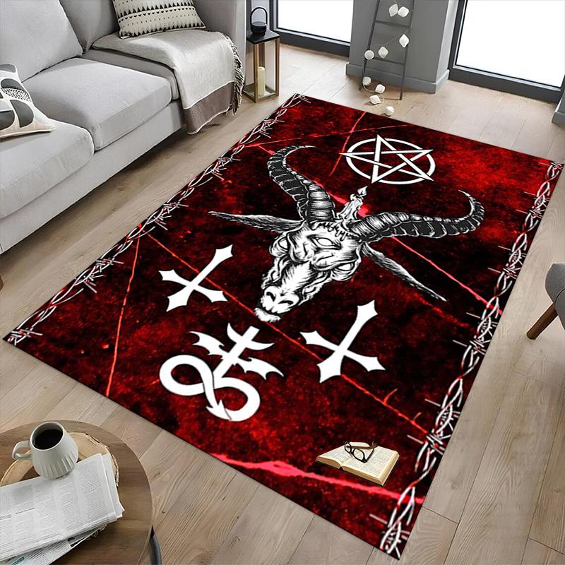 1PC Baphomet Barbed Wire Anti-slip carpet, suitable for Office, bedroomand playrooms. It can also be used as a sofa footrest cover-W60