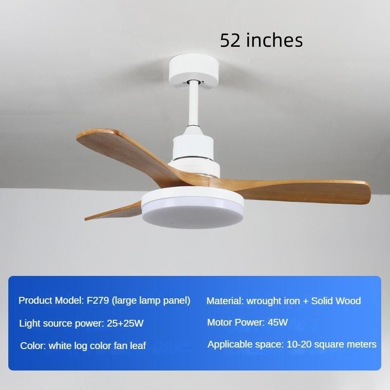 45W Household Intelligent Variable Frequency Living Room Electric Fan Light Solid Wood Retro Restaurant Fan Light Full Spect