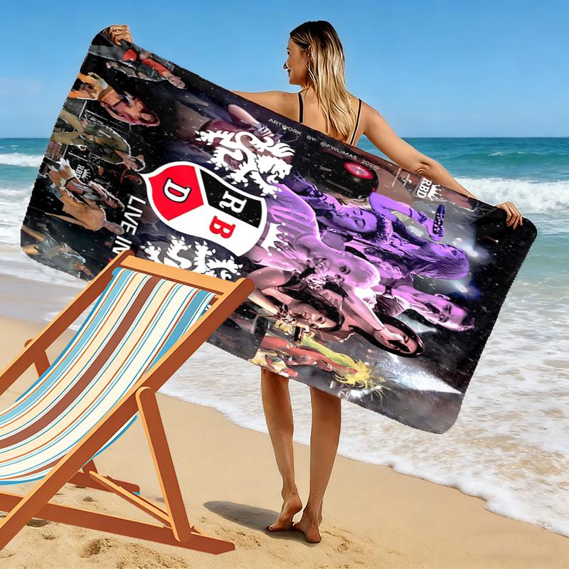 RBD Band Print Beach Towel, Large Soft Quick Dry Towel for Beach Camping Swimming