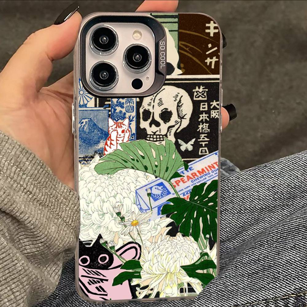 China Chic Mosaic Graffiti Green Rattan Phone Case For iPhone 17 16 15 14 13 12 11 XS XR X Pro Max Plus Colored Silver Cover