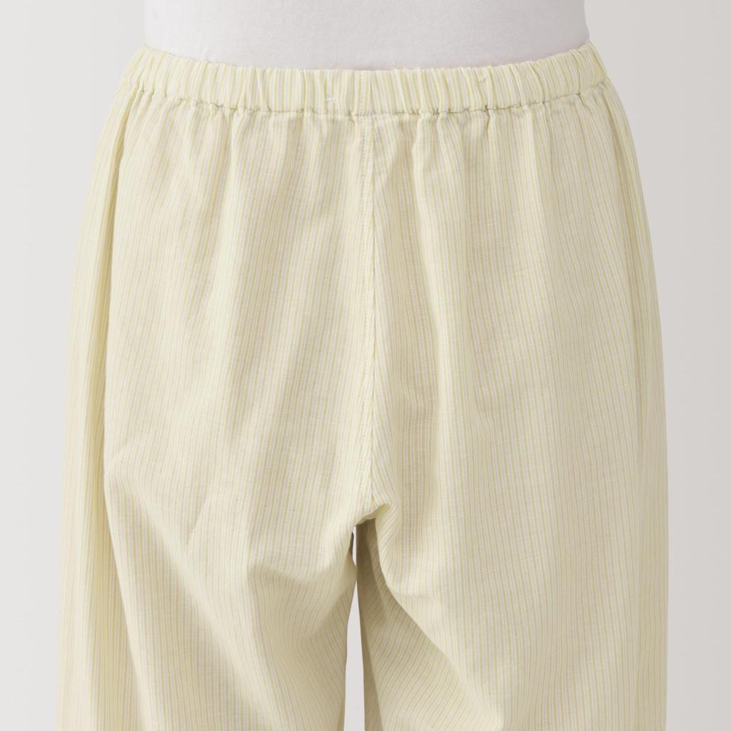 MUJI Seamless Thin Gauze Sleeve Light Yellow Size FD1L7A5S Women's 3/4 Pajamas, Stripe, XS,