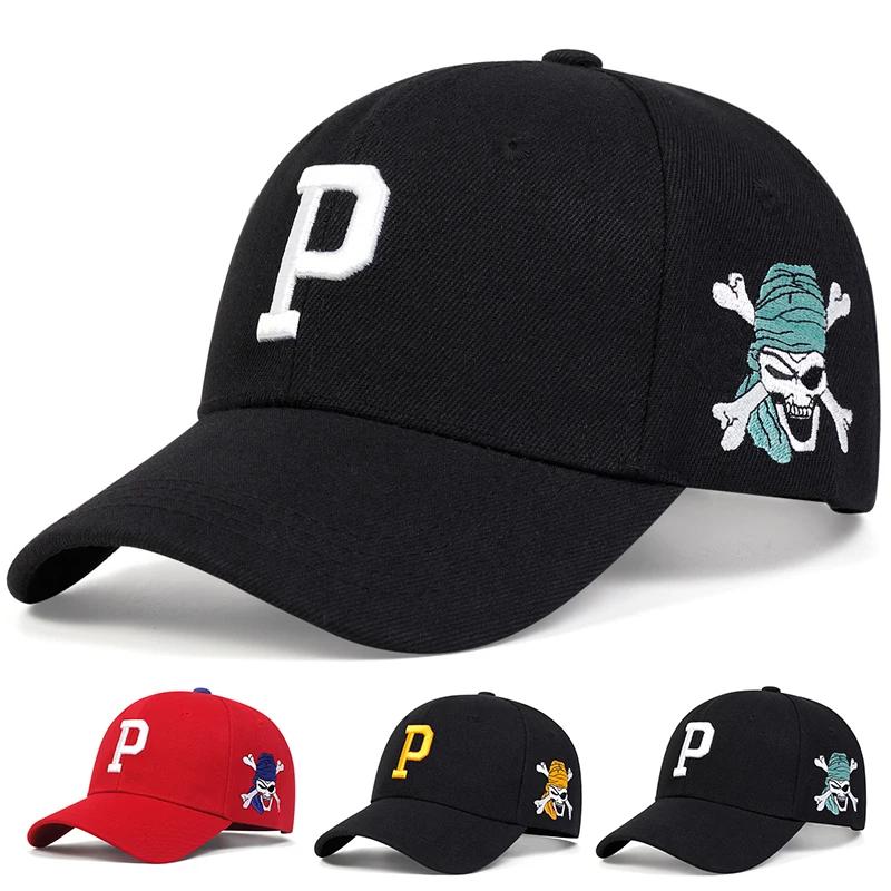Yiran Bag Women's Black/White Unisex P Letter Embroidery Snapback Baseball Caps Spring And Autumn Outdoor Adjustable Casual Hats Sunscreen Hat