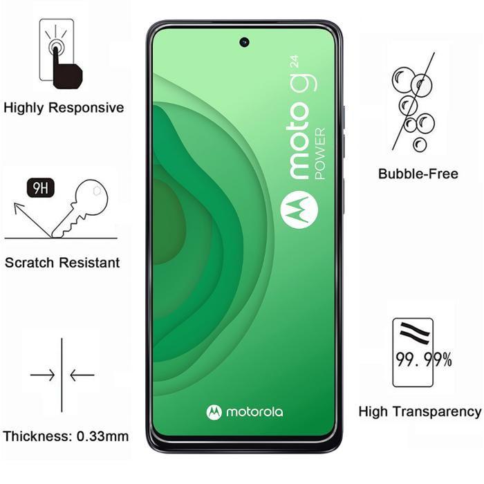 Schutzfolie - Phonillico® - Motorola Moto G24 - 4er-Pack - Gehärtetes Glas - Kratzfest