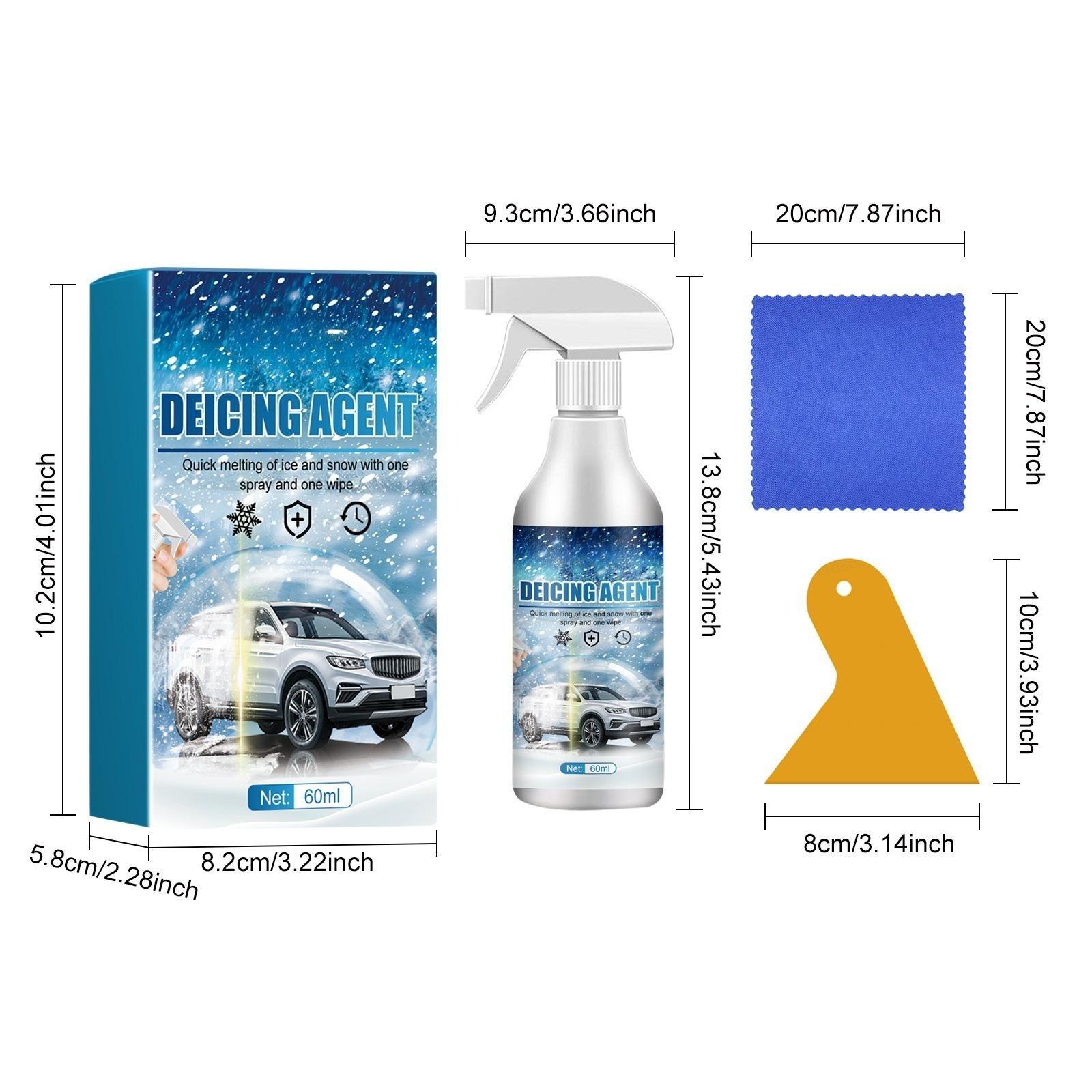 Car De-Icer Car Snow Melter Car Window De-Icer Windshield De-Icer Car Snow Remover Spray 60ML/2.03oz
