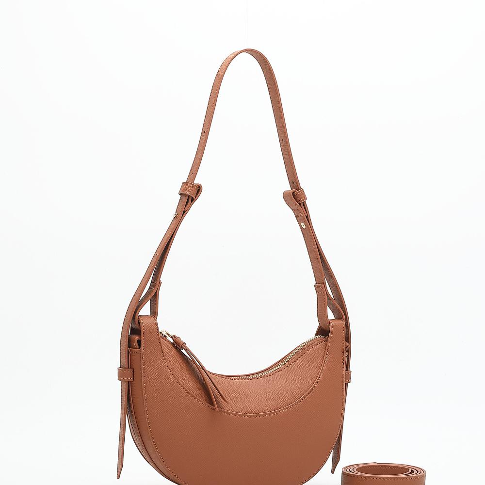 Bolso Media Luna de Cuero PU para Mujer Bolsos de Hombro Tipo Silla de Montar para Hombro Alta Textura Diseño Francés Diseño de Lujo