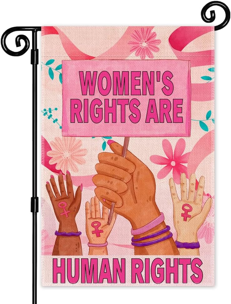 Women's Rights Are Human Rights Pink Garden Ag, Double Sided Yard Outdoor Farmhouse Lawn Porch Decor Ag, Feminist Qu UUL EEZ