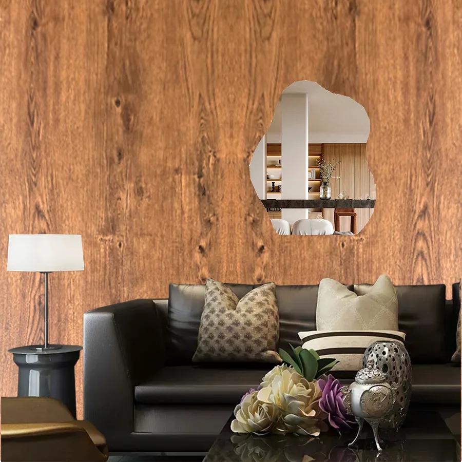 Brown Wood Grain Self-adhesive Wallpaper Home Decoration Background Wall PVC Kitchen Home Color Changing Sticker Wallpaper