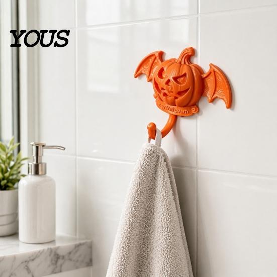 Festive Decoration Hook Devil Pumpkin Bat Wall Hook, Halloween No-Drill Adhesive for Keys No Drill Bags, Strong Sticky Damage-Free