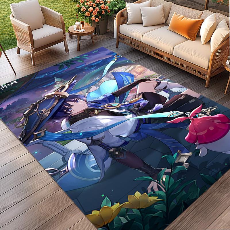 Genshin Impact Print Rug, Washable Floor Carpet, For Entryway Dorm Laundry Room Office Study, Home Decor Birthday Christmas Gift