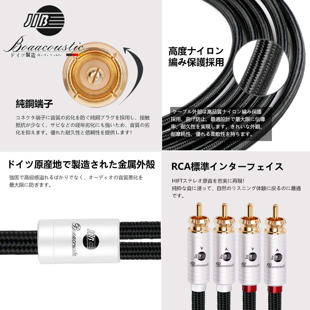 JIB Germany 2rca to 2rca stereo audio and white with CD 5m (male) (male) cable/red cable/(red R/white L)/Compatible players/HDTV/speakers/AV