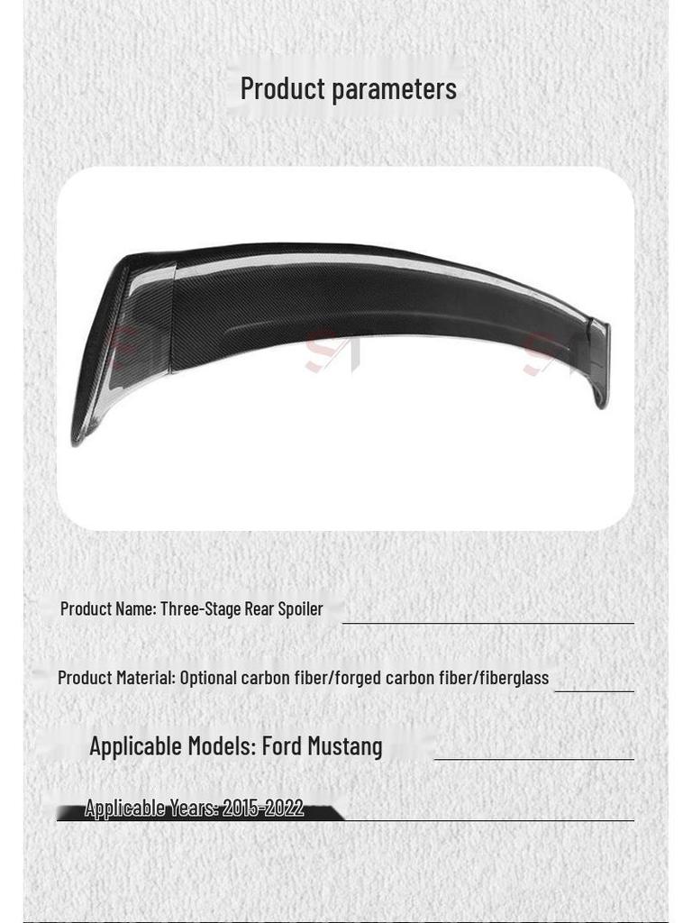 Carbon Fiber Three-Stage Rear Spoiler & Diffuser for 15-22 Ford Mustang