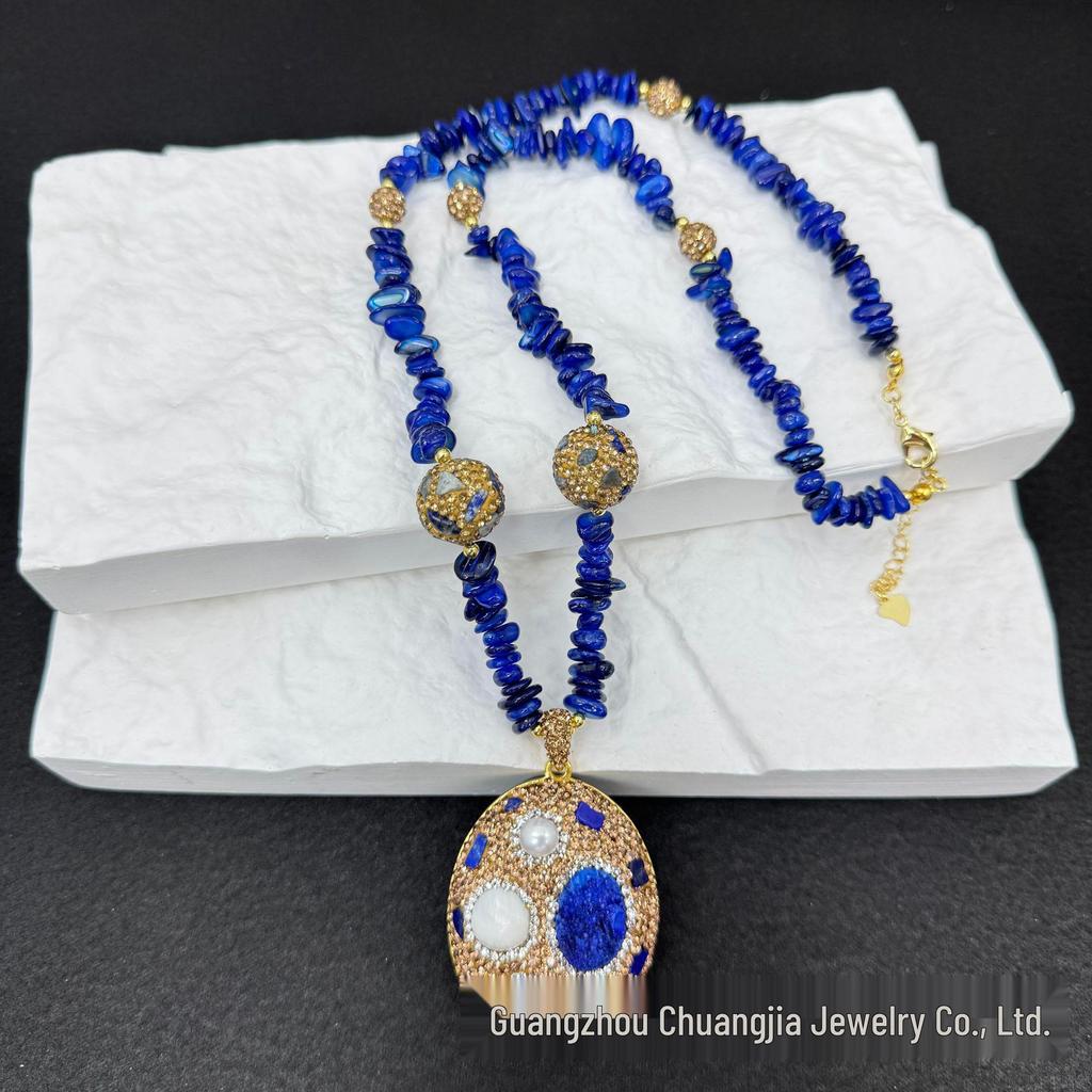 New Natural Stone Crystal and Freshwater Pearl Inlaid Four-Piece Set - Light Luxury Niche Style