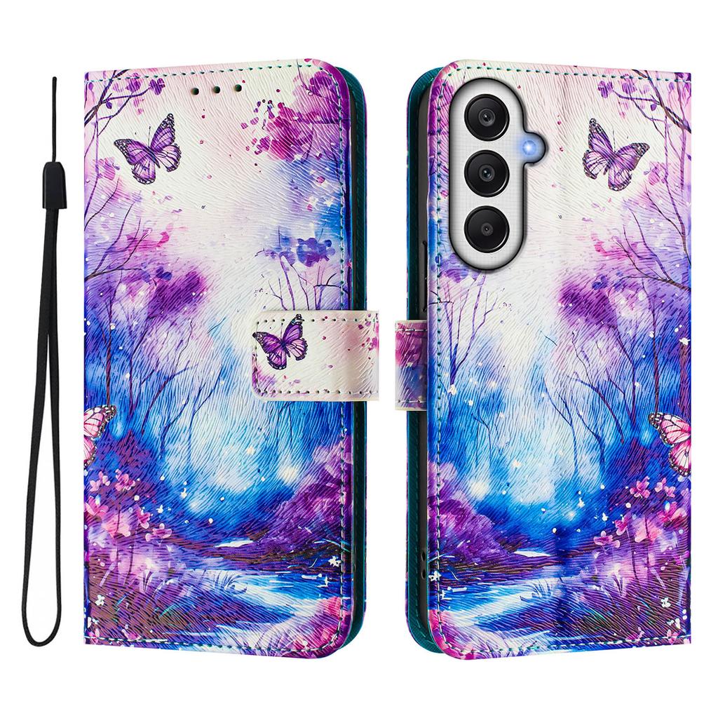 For Samsung Galaxy S24 FE Leather Case Pattern Printing Wallet Phone Cover with Strap