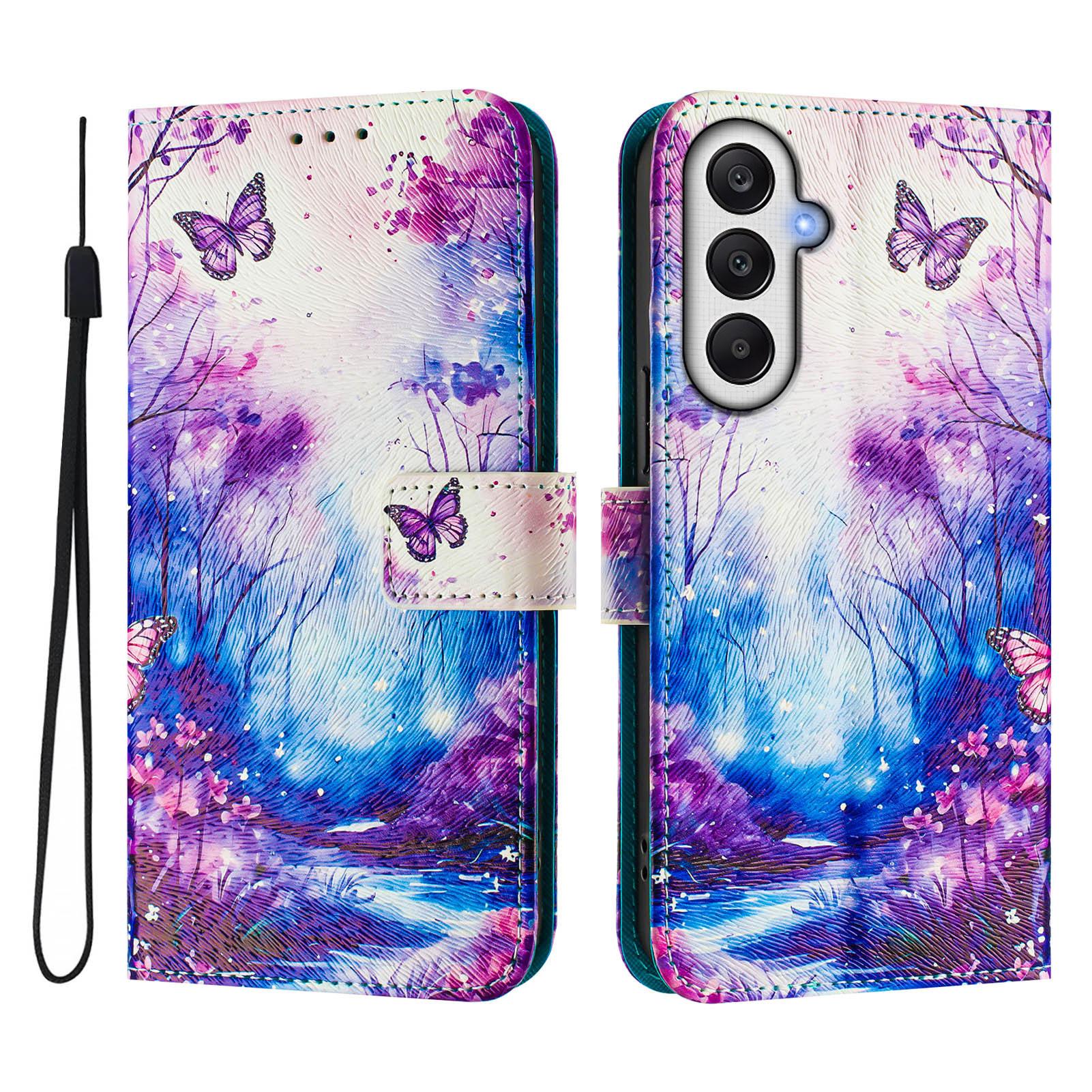 

For Samsung Galaxy S24 FE Leather Case Pattern Printing Wallet Phone Cover with Strap G