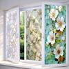 Floral Window Privacy Film Removable Static Cling Privacy Protection Film Decorative Waterproof Window Film for Home Bathroom Kitchen