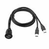 Dual USB Jack Recessed Socket Adapter 1M Cable Connector Extension Car Auto Flush-mounted Cable Set