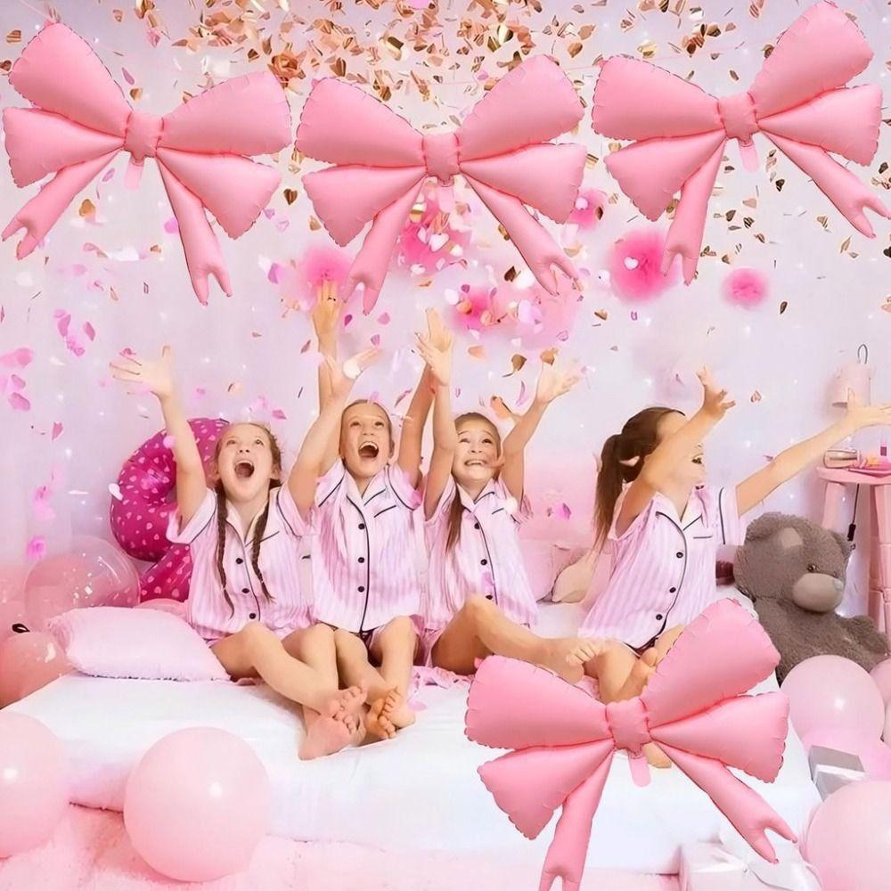 Reusable Pink Bow Balloons  for Girls Birthday Baby Shower Decorations Wedding Decorations