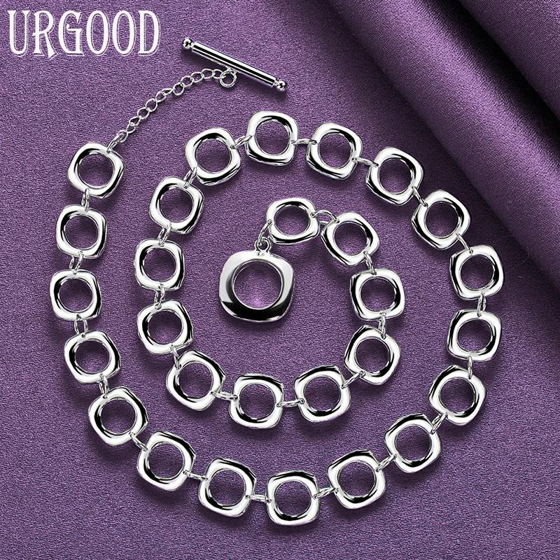 925 Sterling Silver Square Chain 20 Inch Women's Necklace Wedding Fashion Jewelry