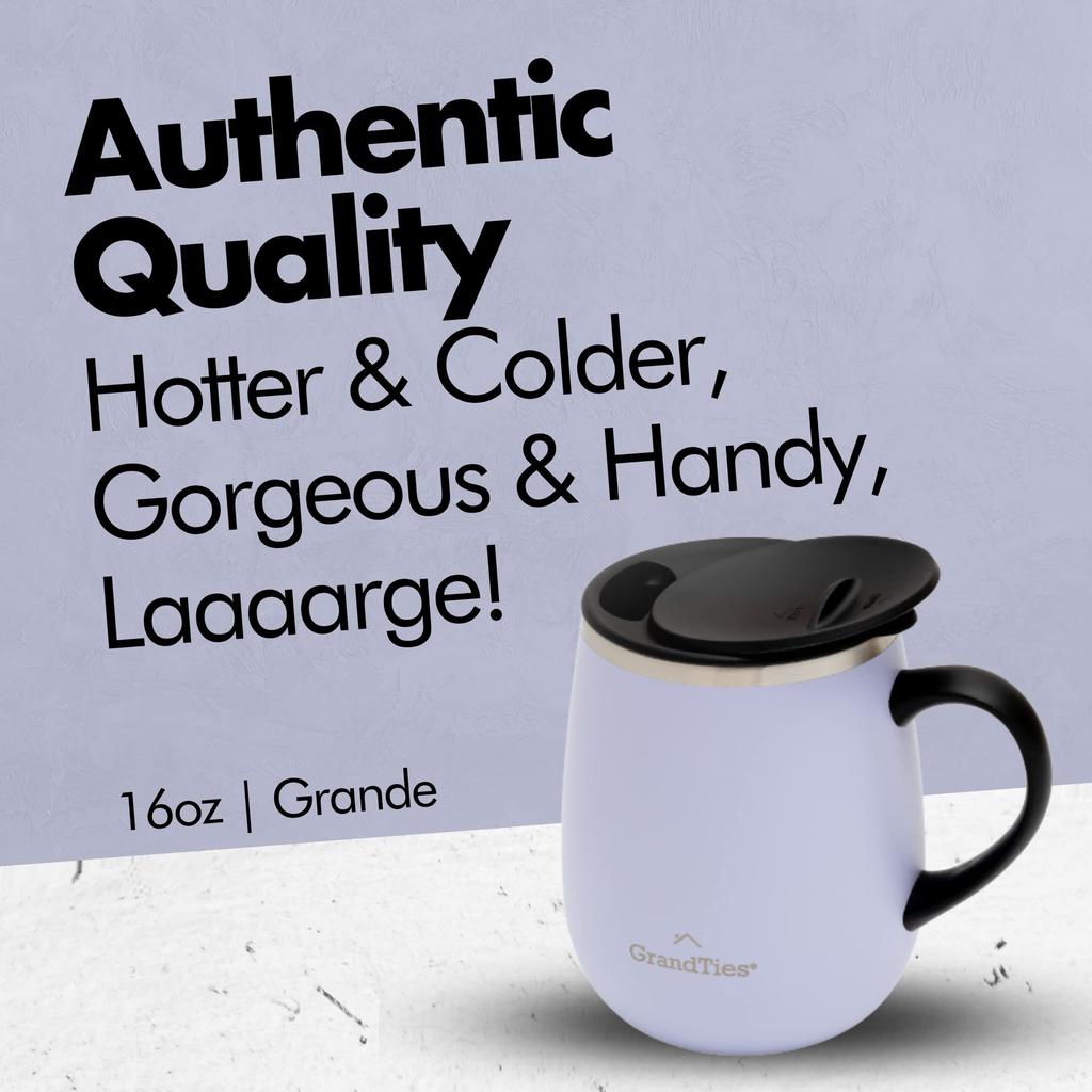 GRANDTIES Premium Vacuum Insulated Available In 19 with Sliding Stainless Steel Vacuum and Insulates Hot and Cold Popular In the Office Mug, 460ml,