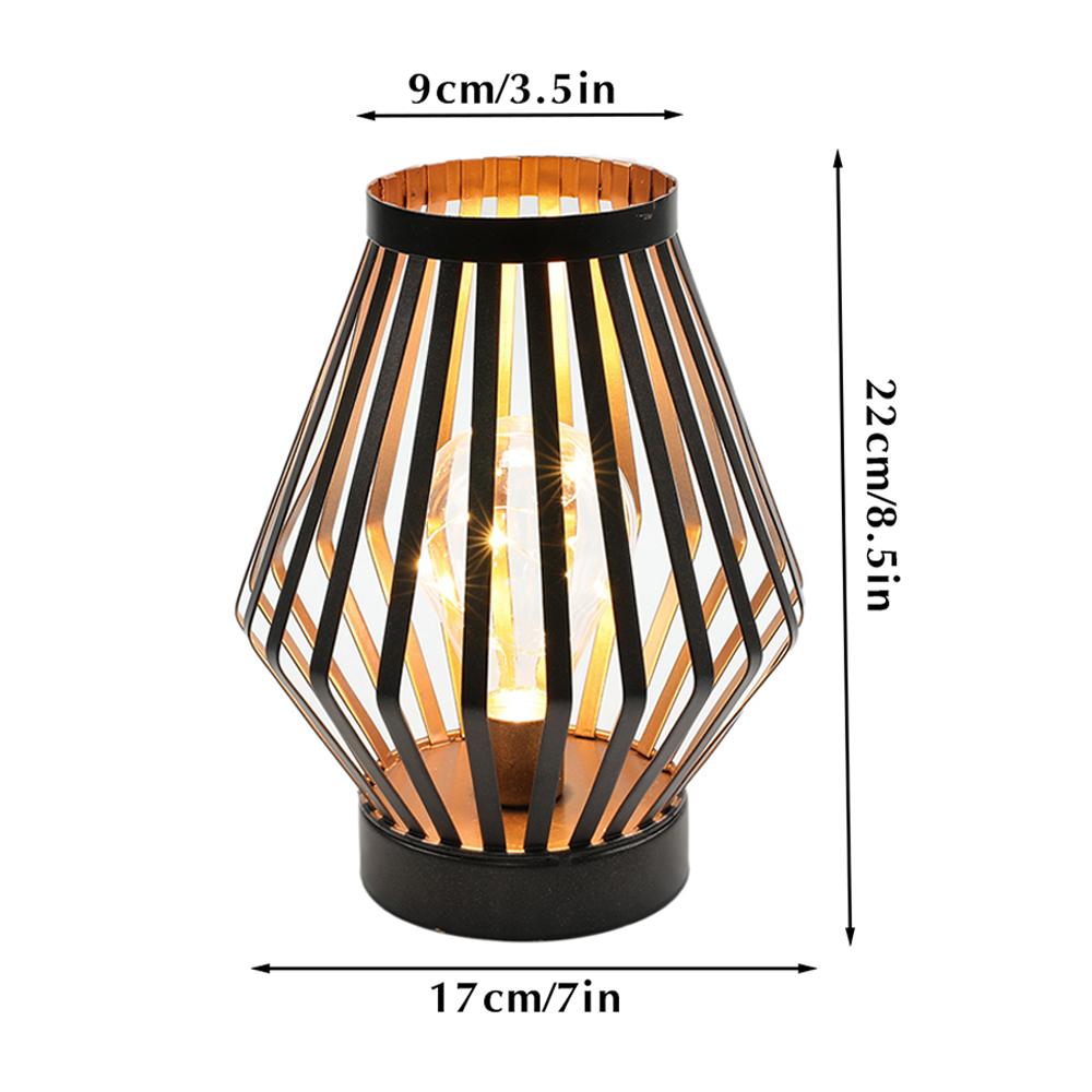 Metal Cage Candle Holder Lantern Battery Powered Table Lamp LED Lanterns Cordless Light for Bedroom Wedding Party Home Decor