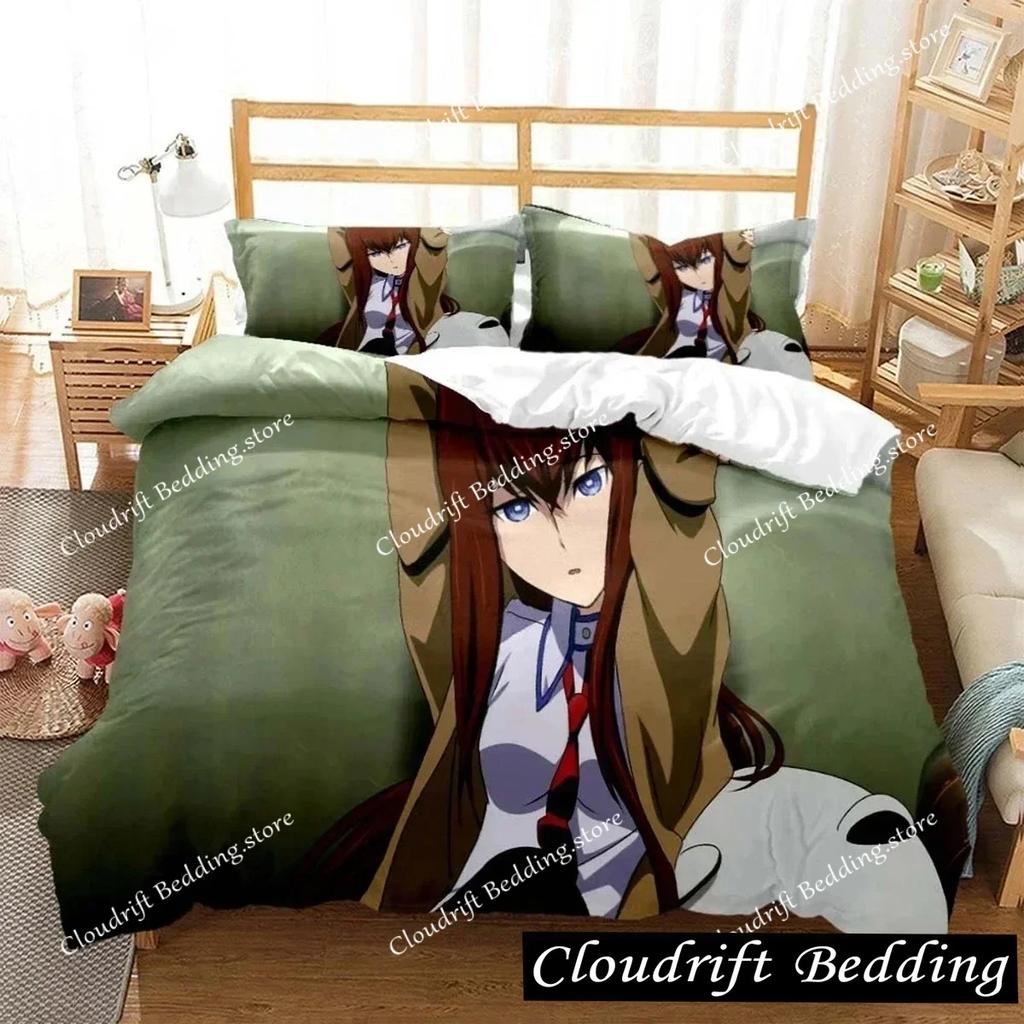Anime Steins Gate Kurisu Makise Bedding Set Boys Girls Twin Queen Size Duvet Cover Pillowcase Bed Kids Adult Home Textile026