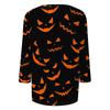 Women's Casual 3/4 Sleeve Crew Neck Top Halloween Themed Print Lightweight Pullover Blouse for Everyday Wear