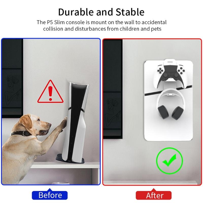 Plastic Wall Mount Bracket Designed for Slim Gaming Console, Vertical Display Bracket Controller Mounts