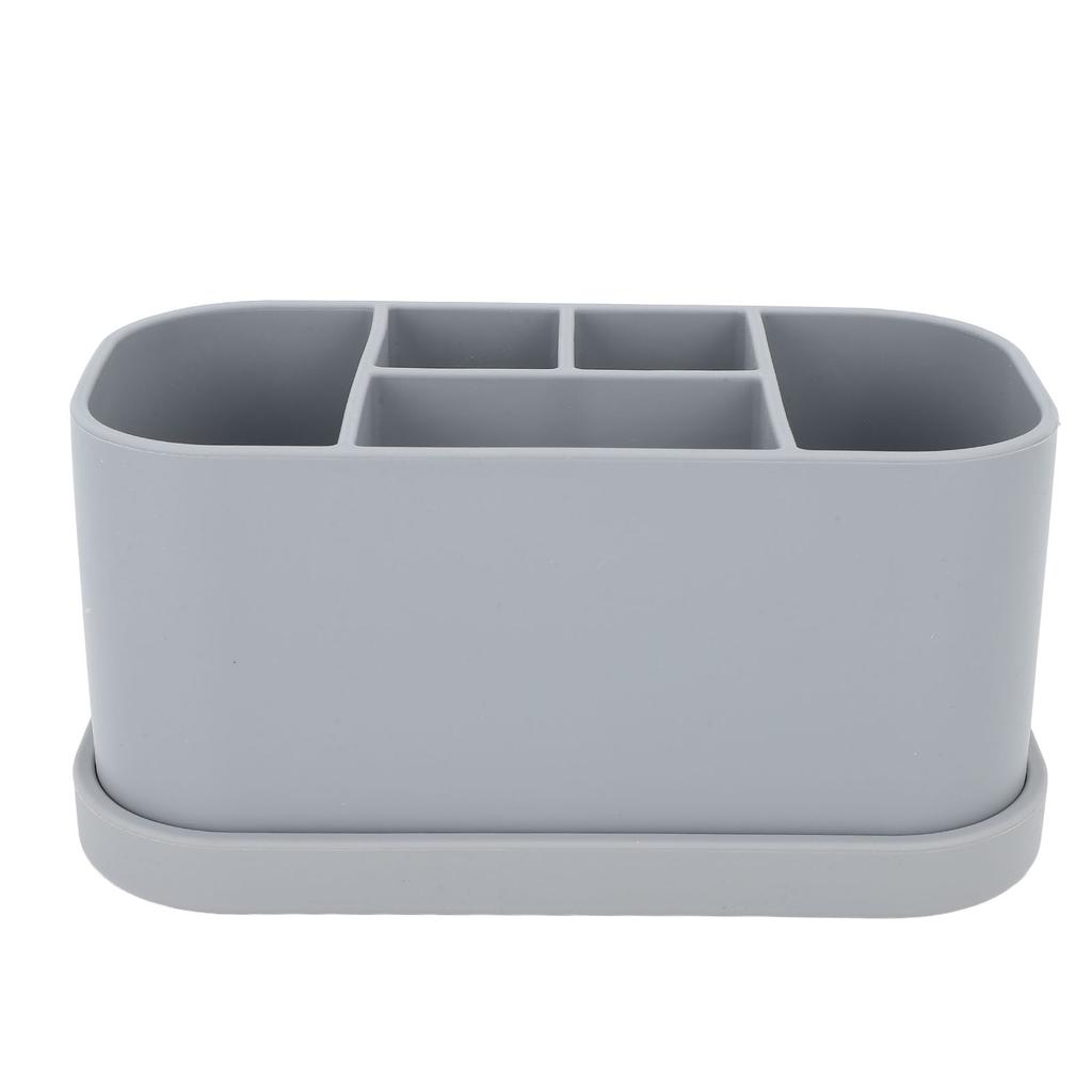Silicone Toothbrush Toothpaste Holder Multipurpose 5 Slots Drainage Holes Bathroom Countertop