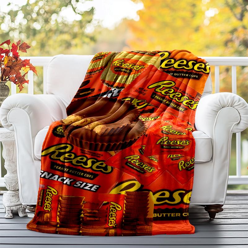 Reese‘S Peanut Flannel Blanket Soft All-Season Throw, Design for Camping, Car Travel, Hiking Sofa, Bed, Office Perfect Gift for Parties
