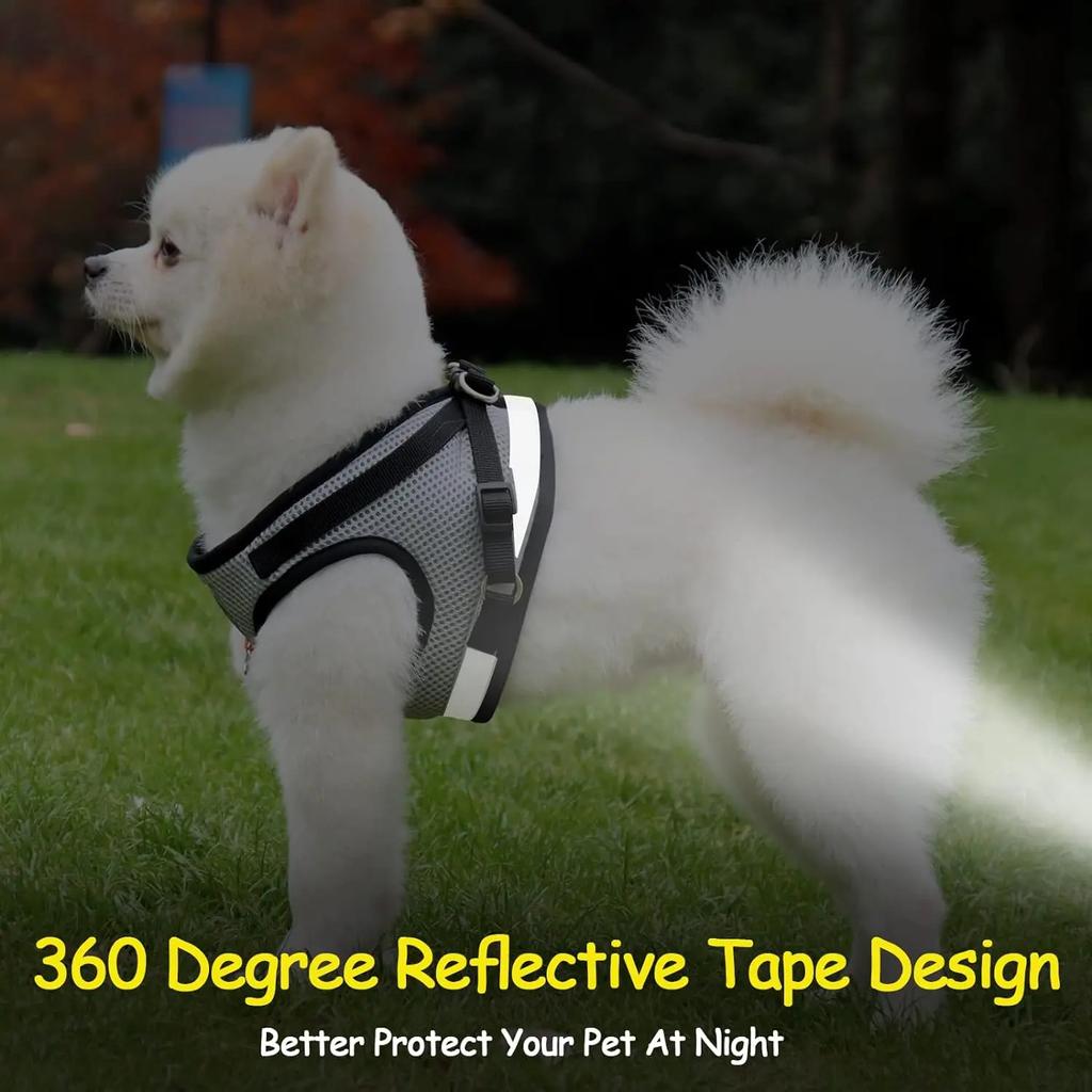 Pet Leash Undershirt Harnesses Mesh Breathable Adjustable Easy Control Reflective Undershirt Dog Harness Collar Pet Lead