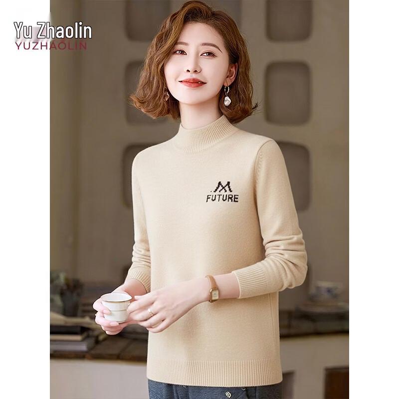 Yuzhaolin Mid-Aged Women's Half Turtleneck Knit Sweater