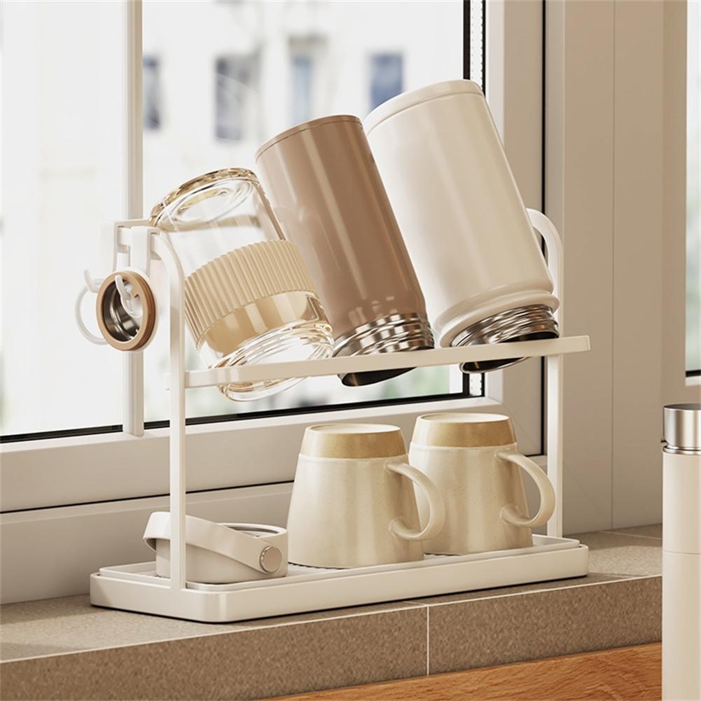 Drain Tray Bottle Drying Rack Ample Storage Space Carbon Steel Material Easy To Clean Efficient Drainage System